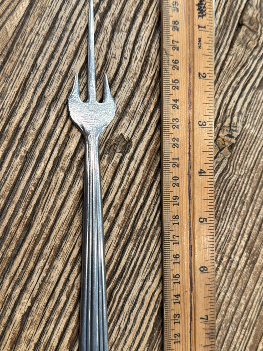 Vintage Cold Meat/Mango Steel Silver Cocktail Fork - Sleek Three-Prong